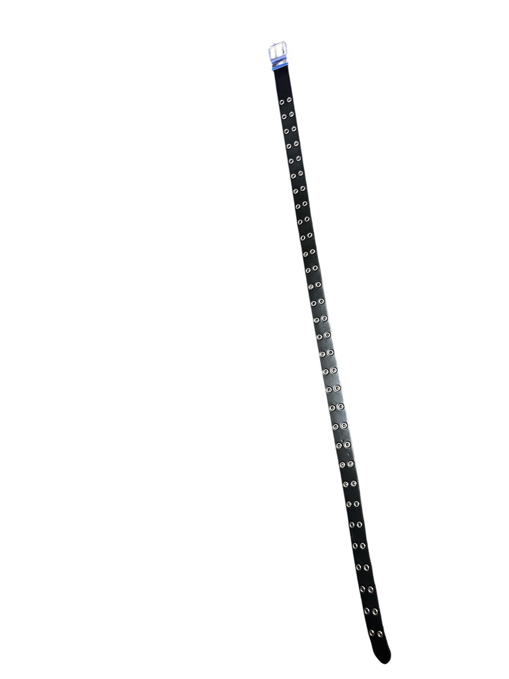 Nike Black Double-Row Grommet Leather Belt with Silver Buckle